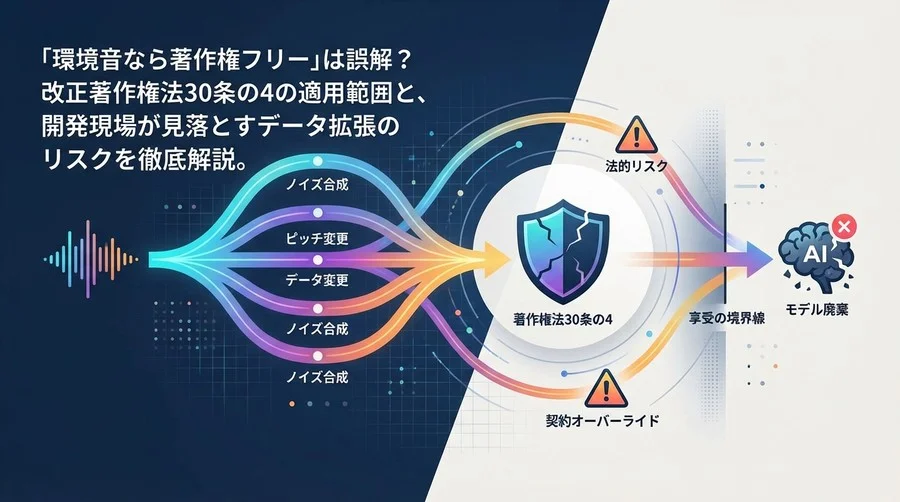 「環境音ならフリー」は危険？音声AI開発におけるデータ拡張と著作権法30条の4の落とし穴
