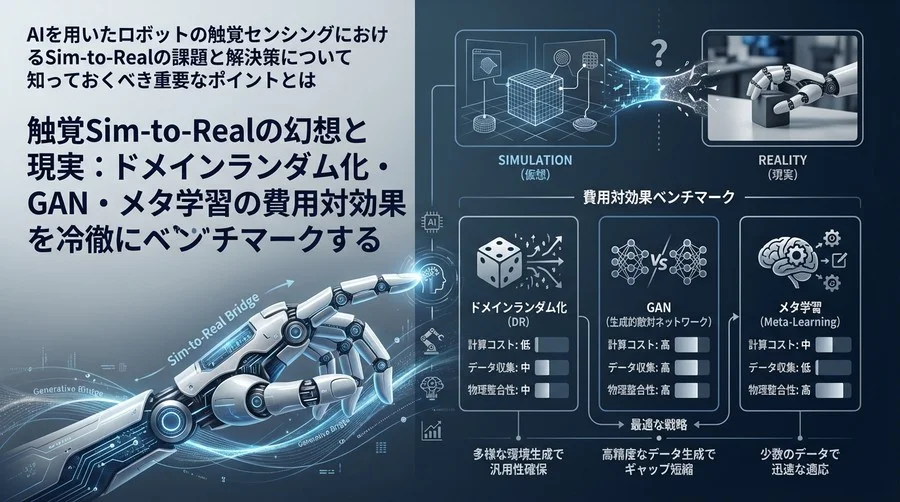 触覚Sim-to-Realの幻想と現実：ドメインランダム化・GAN・メタ学習の費用対効果を冷徹にベンチマークする