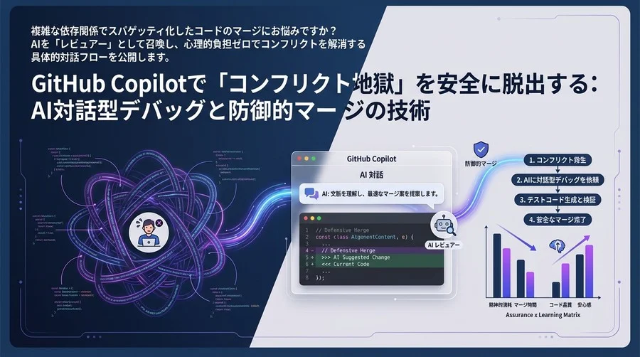 GitHub Copilotで「コンフリクト地獄」を安全に脱出する：AI対話型デバッグと防御的マージの技術