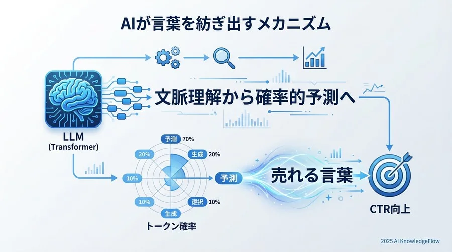 【生成の基礎】AIが言葉を紡ぎ出すメカニズム関連用語 - Section Image