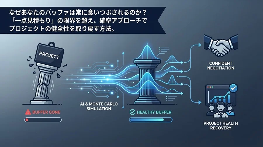 なぜあなたのバッファは消えるのか？AIとモンテカルロ法で「確率」を味方につける納期交渉術