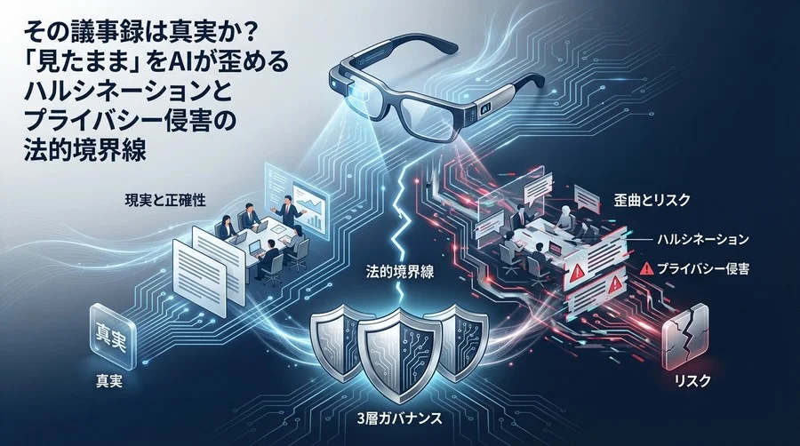その議事録は真実か？AIグラスの「視界要約」が招く事実歪曲と法的リスクの境界線