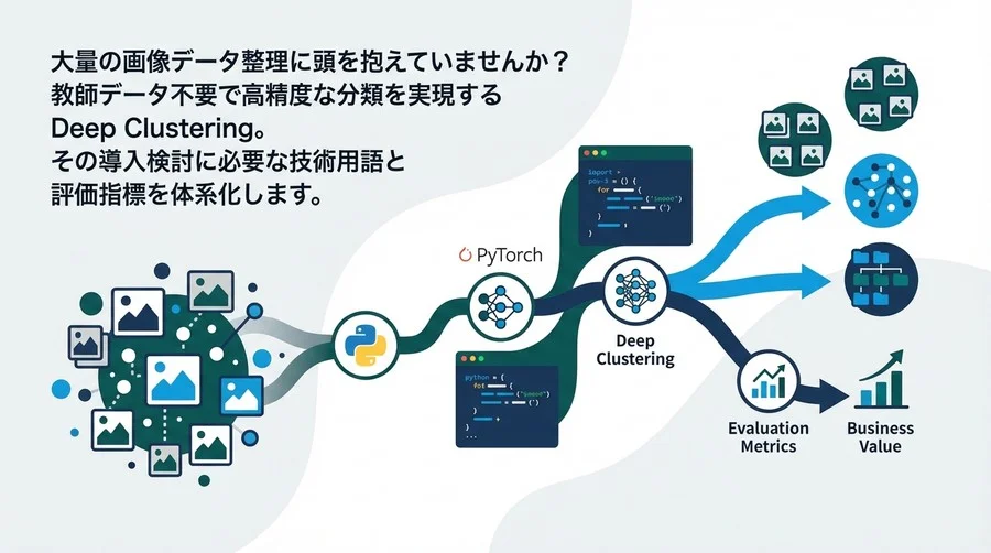 【PyTorch】Deep Clustering導入のための技術・評価指標体系化ガイド