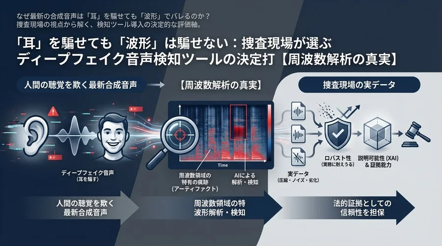 「耳」を騙せても「波形」は騙せない：捜査現場が選ぶディープフェイク音声検知ツールの決定打【周波数解析の真実】
