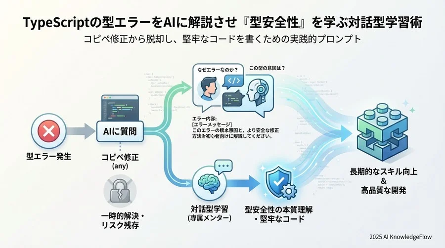 JavaScript脳からTypeScript脳へ：AIとの対話で得られる「静的解析」の視点 - Section Image