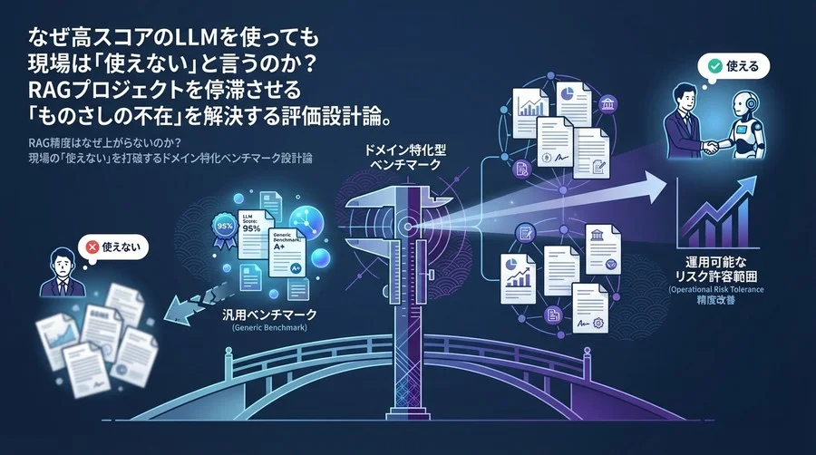 RAG精度はなぜ上がらないのか？現場の「使えない」を打破するドメイン特化ベンチマーク設計論