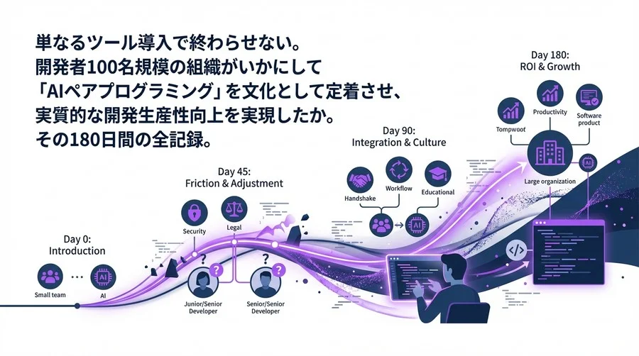 開発者100名組織が「AIペアプログラミング」を定着させた180日間の全記録：GitHub Copilot導入の摩擦とROI