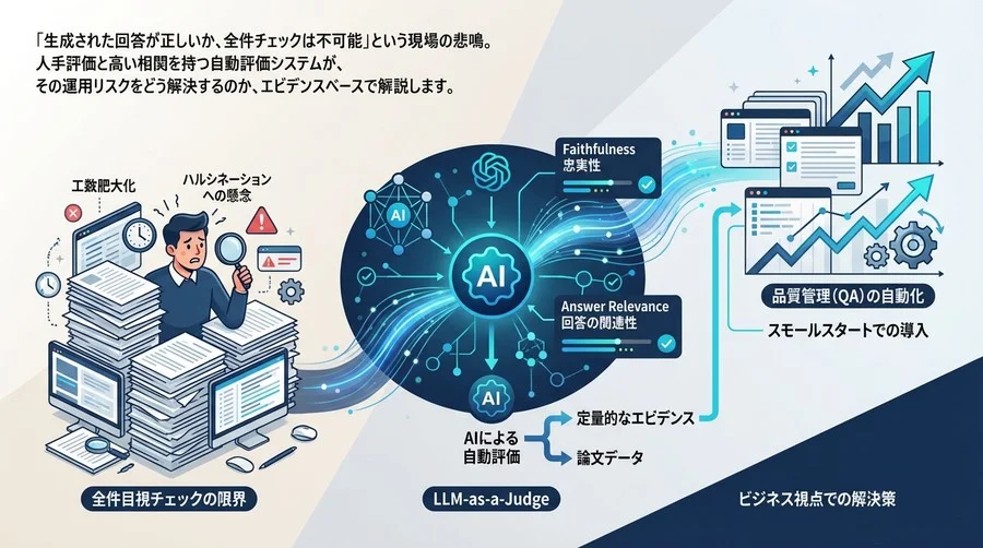 RAGの回答精度、全件目視チェックはもう限界。AIによる自動評価「LLM-as-a-Judge」導入の現実解