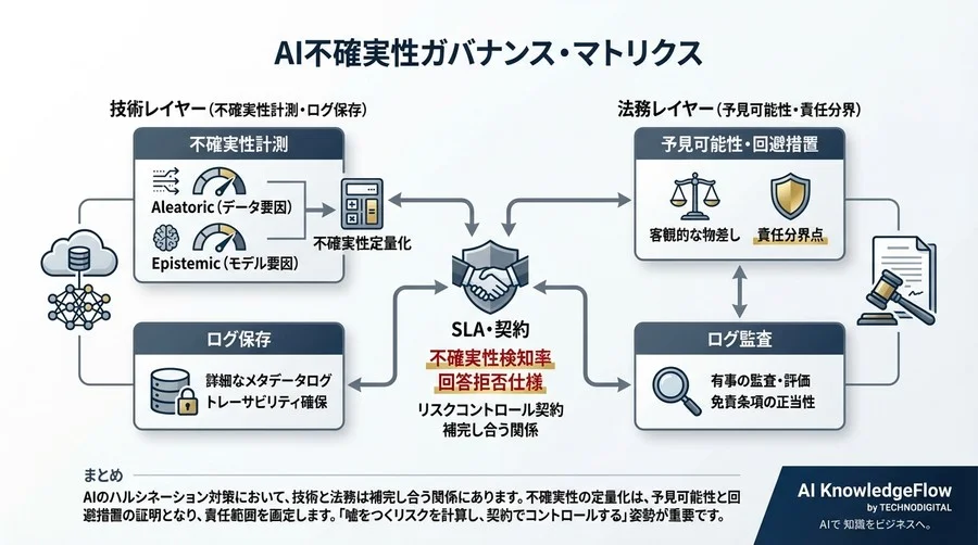 生成AIの「嘘」を法的リスクとして管理する：不確実性スコアによる責任分界点とSLA設計 - Conclusion Image