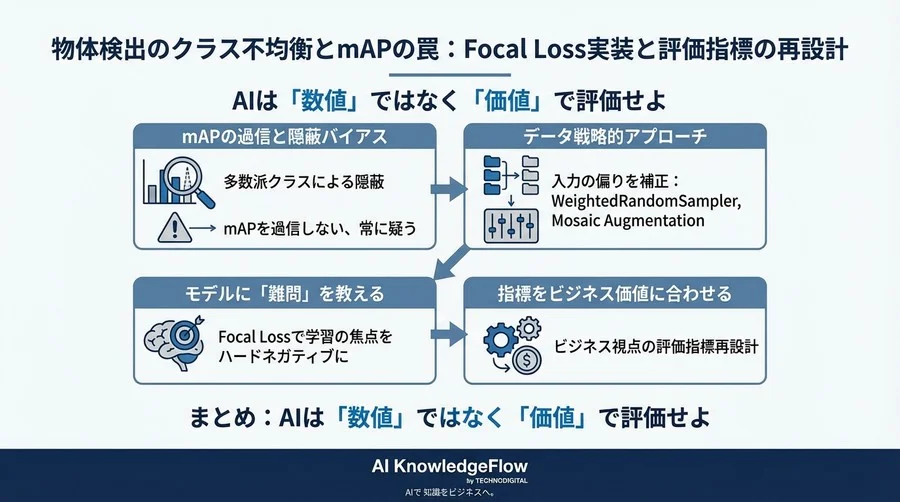 物体検出のクラス不均衡が招くmAPの罠を暴く！Focal Loss実装と評価指標の再設計ガイド - Conclusion Image