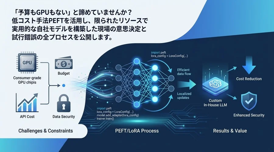 「GPU1枚」で挑む自社LLM開発：PEFT/LoRAによる低コスト学習の意思決定と泥臭い現場実録