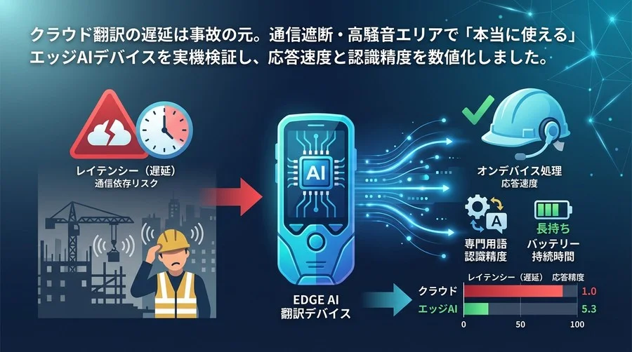 建設現場DX：通信断絶・騒音下で「使える」エッジAI翻訳デバイスの実機検証レポート