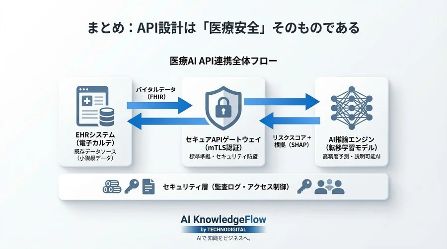 小規模EHRデータ500件で挑む敗血症予測AI：転移学習を活用したFHIR連携API設計の実践リファレンス - Conclusion Image