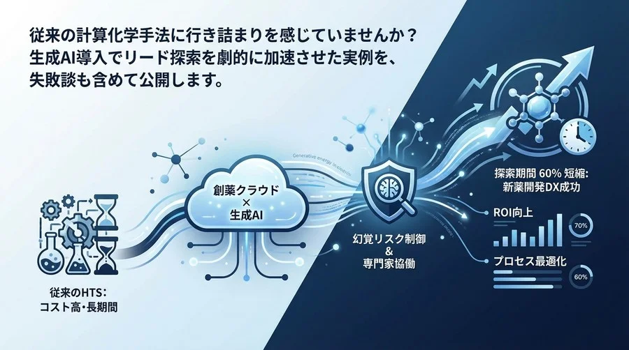 創薬クラウド×生成AI導入の実録：幻覚リスクを制御し探索期間を60%短縮した新薬開発DXの全貌