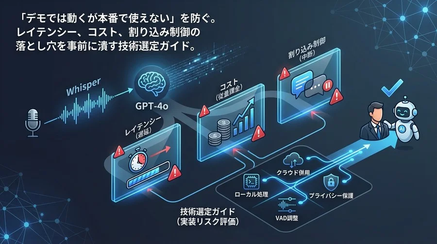 WhisperとChatGPTで挑むリアルタイム音声秘書：遅延とコストの壁を越える実装リスク評価ガイド
