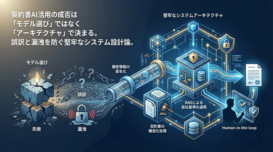 契約書AIの失敗は「モデル選び」から始まる：誤訳と漏洩を防ぐ堅牢なシステムアーキテクチャ設計論