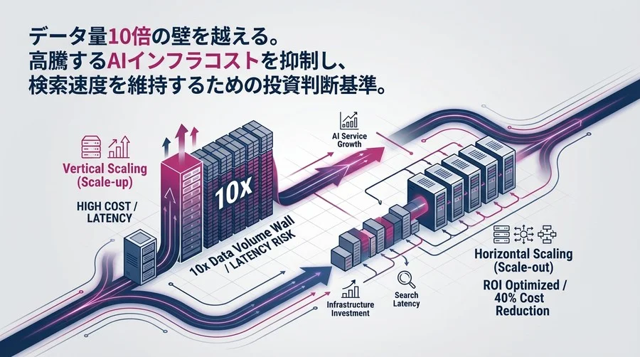 「データ量10倍の壁」を越える：ベクトルDB水平スケーリングへの投資判断とROI分析