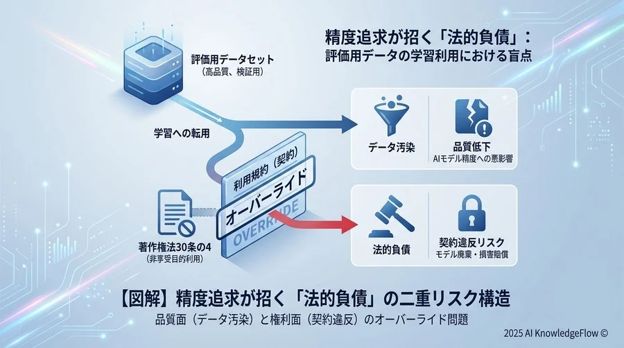 精度追求が招く「法的負債」：評価用データの学習利用における盲点 - Section Image