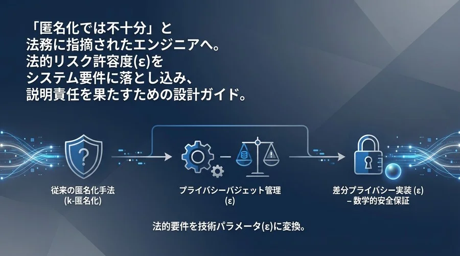 法務を納得させるAIプライバシー設計：差分プライバシー実装とバジェット管理の技術ガイド