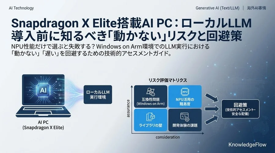 Snapdragon X Elite搭載AI PC：ローカルLLM導入前に知るべき「動かない」リスクと回避策