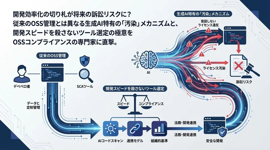 開発効率化の切り札が訴訟リスクに？CTOが説く、AI時代のライセンス汚染対策と『開発速度を殺さない』ツール選定の極意