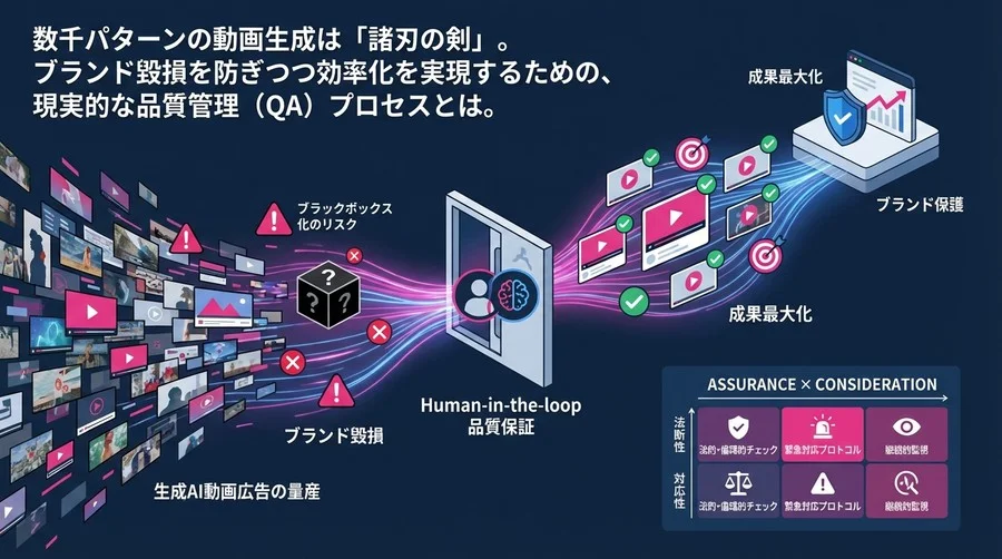 生成AI動画広告の量産リスクを制する：ブランド毀損を防ぐ「Human-in-the-loop」品質保証戦略