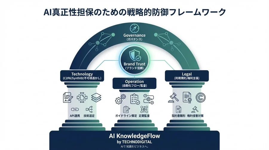 企業ブランドを守るAIウォーターマーク技術の真価：C2PAと不可視透かしが担保する信頼性の構造と導入戦略 - Conclusion Image