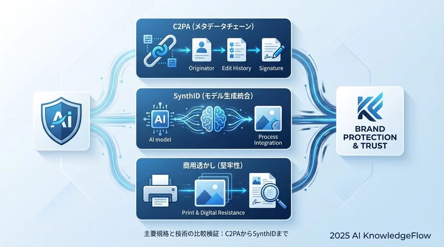 主要規格と技術の比較検証：C2PAからSynthIDまで - Section Image