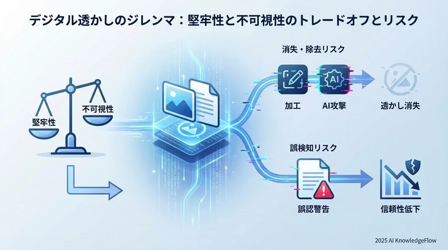 【技術リスク】「消える透かし」と「誤検知」のジレンマ - Section Image