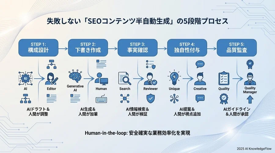 失敗しない「SEOコンテンツ半自動生成」の5段階プロセス - Section Image