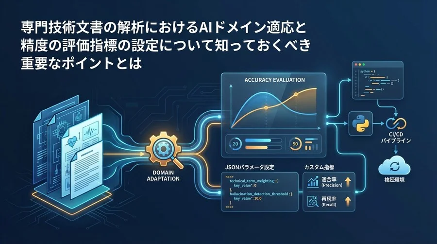 専門文書AI解析の精度評価：ドメイン適応APIの実装仕様とカスタム指標設定ガイド