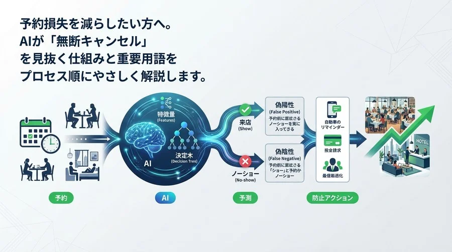 ノーショー対策AIの仕組みとは？予測から防止までを支える機械学習の重要用語プロセス別解説