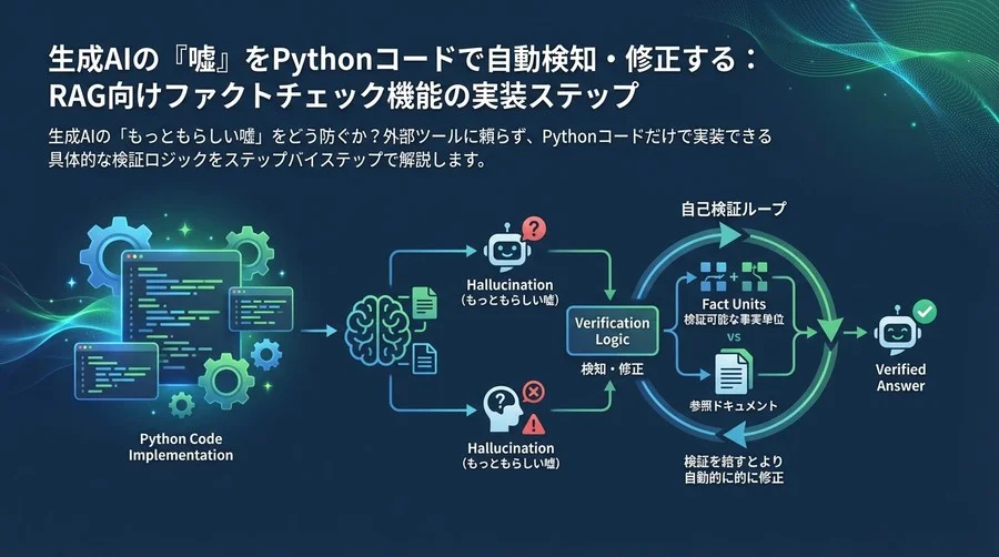 生成AIの『嘘』をPythonコードで自動検知・修正する：RAG向けファクトチェック機能の実装ステップ