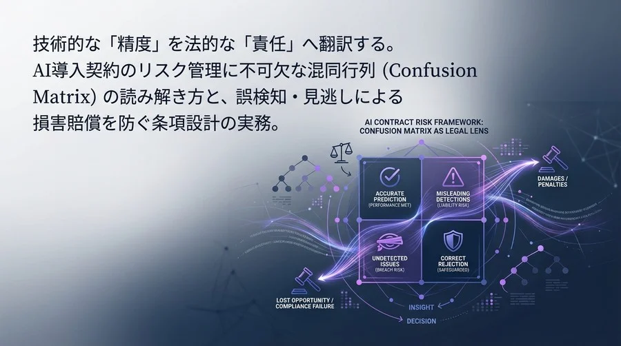AI契約の「精度保証」に潜む法的罠。混同行列で読み解く誤検知リスクと免責条項の設計実務