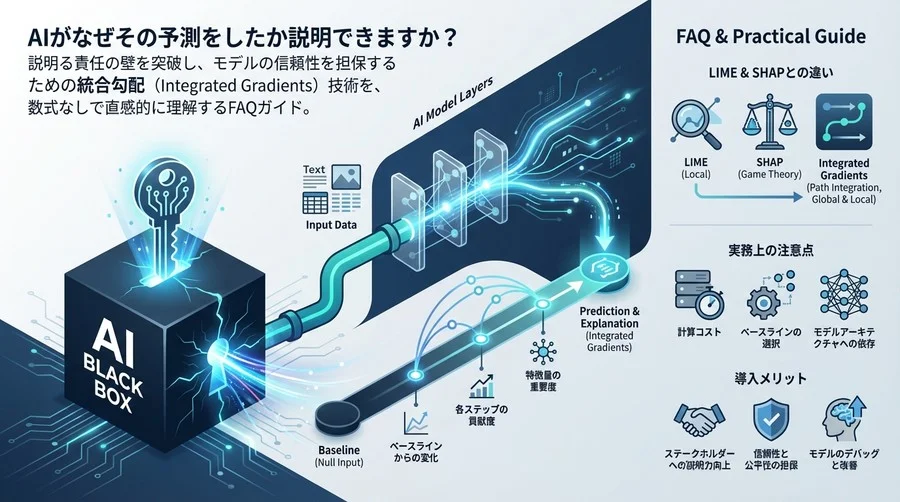 AIのブラックボックスを開ける鍵：統合勾配の仕組みを数式なしで直感的に理解するFAQガイド