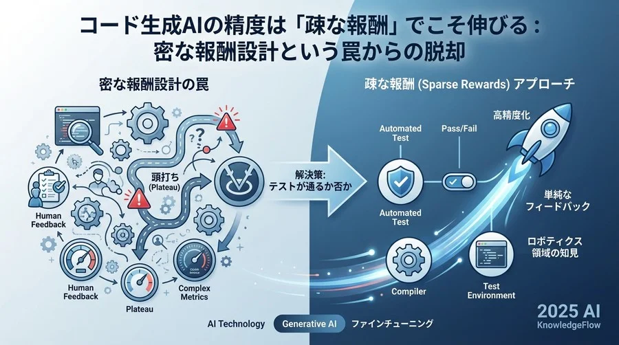 誤解①：「きめ細かな部分点（密な報酬）」がないとAIは学習できない - Section Image