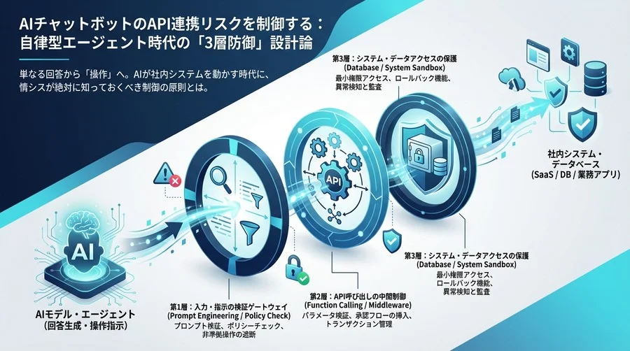 AIチャットボットのAPI連携リスクを制御する：自律型エージェント時代の「3層防御」設計論