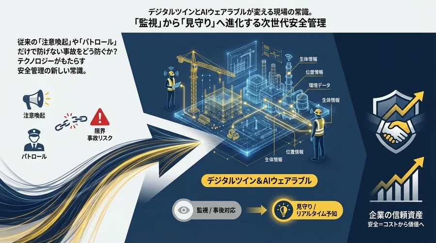 デジタルツインとAIウェアラブルが変える現場の常識。「監視」から「見守り」へ進化する次世代安全管理