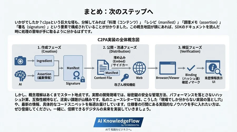 C2PA実装の「地図」を手に入れる：ManifestとAssertionの違いから紐解く来歴証明の技術体系 - Conclusion Image