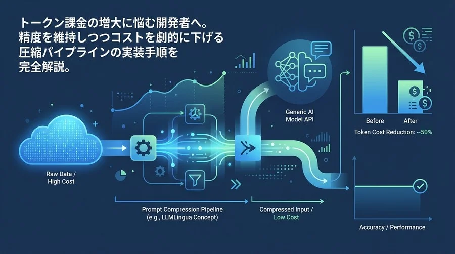 ChatGPT Turboのトークン課金を半減させるプロンプト圧縮パイプラインの実装手法