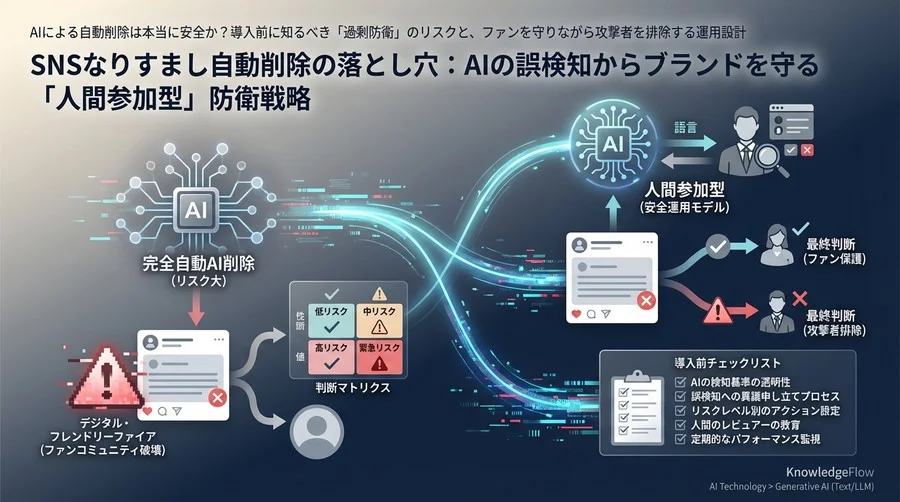 SNSなりすまし自動削除の落とし穴：AIの誤検知からブランドを守る「人間参加型」防衛戦略