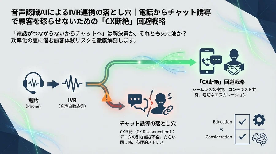 音声認識AIによるIVR連携の落とし穴｜電話からチャット誘導で顧客を怒らせないための「CX断絶」回避戦略