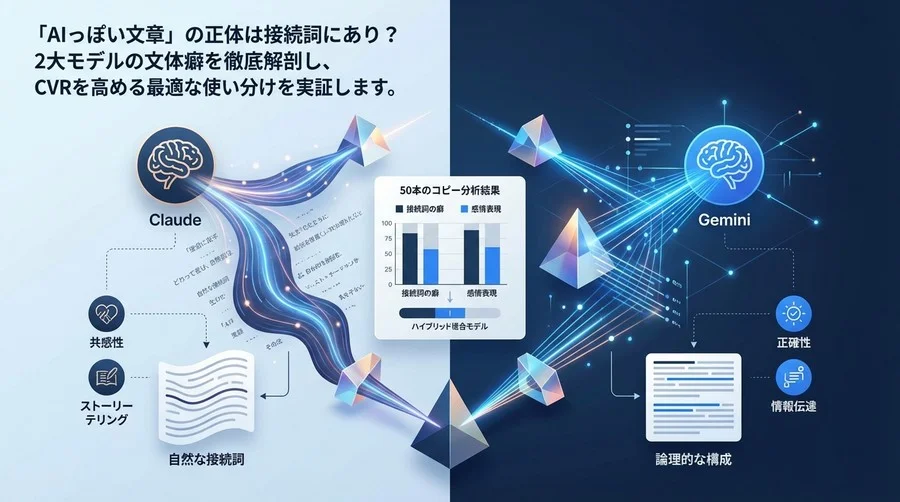 自然な日本語生成の頂上決戦：Claude対Geminiの文体差を50本のコピーから徹底解剖