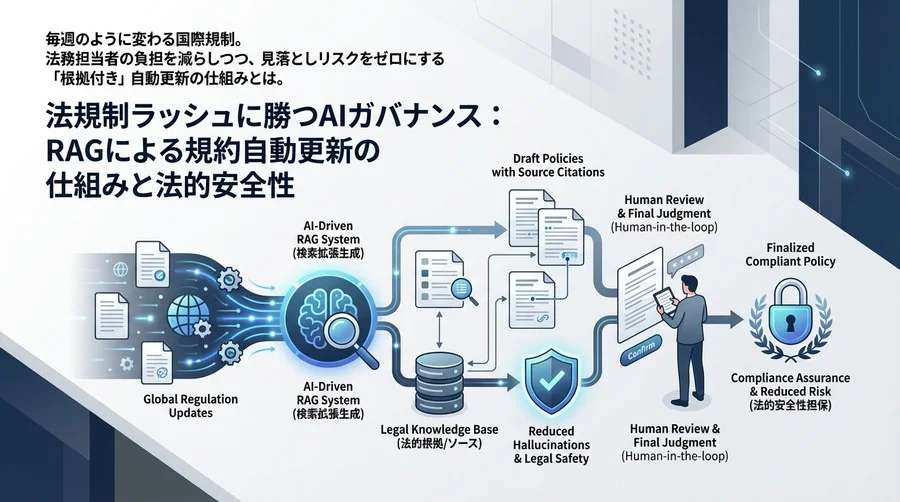 法規制ラッシュに勝つAIガバナンス：RAGによる規約自動更新の仕組みと法的安全性