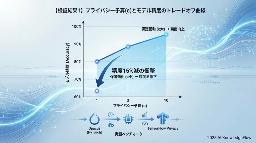【検証結果1】プライバシー予算(ε)とモデル精度のトレードオフ曲線 - Section Image