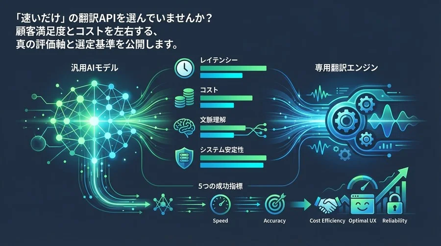 リアルタイム翻訳APIの選定基準：ChatGPT対専用エンジンのレイテンシーと精度をビジネス視点で徹底比較