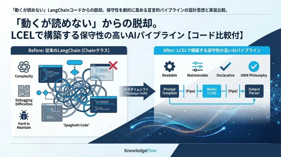 「動くが読めない」からの脱却。LCELで構築する保守性の高いAIパイプライン【コード比較付】
