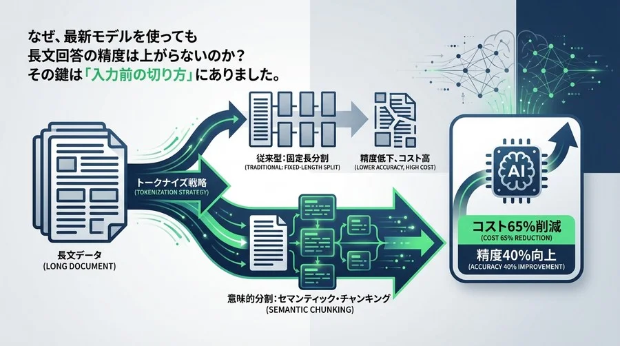 長文AIのコスト65%減！トークナイズ戦略で実現する「意味ある分割」と精度向上の全貌