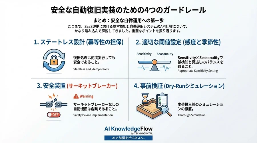 SaaS連携の異常検知API：自律復旧を「暴走」させないための実装仕様書 - Conclusion Image
