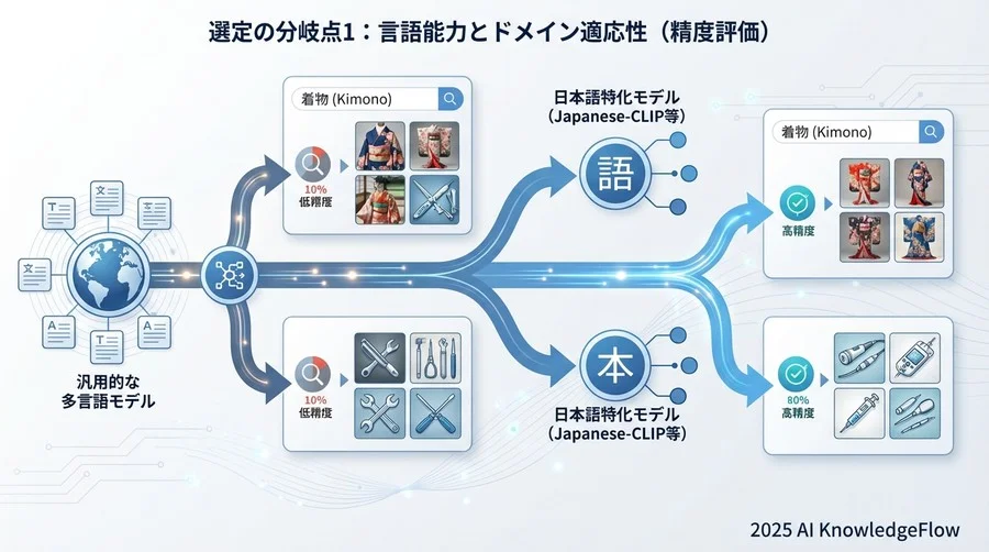 選定の分岐点1：言語能力とドメイン適応性（精度評価） - Section Image